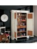 MOBILI 2G - Armadio dispensa 2 porte Legno bicolore shabby 143x56x210 vista frontale