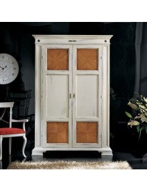 MOBILI 2G - Armadio dispensa 2 porte Legno bicolore shabby 143x56x210 vista frontale