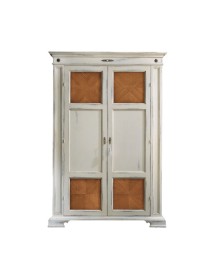 MOBILI 2G - Armadio dispensa 2 porte Legno bicolore shabby 143x56x210 vista frontale