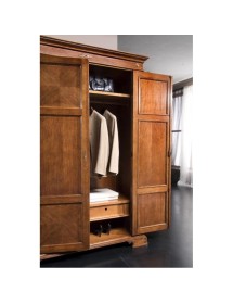 MOBILI 2G - Armadio classico 2 porte 2 cassetti Legno bassano 143x56x210 vista frontale interno