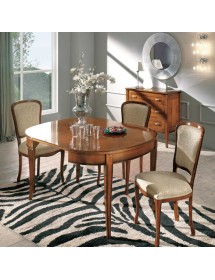 MOBILI 2G - Tavolo ovale allungabile Classico Legno Intarsio bassano 80x110x79 vista frontale