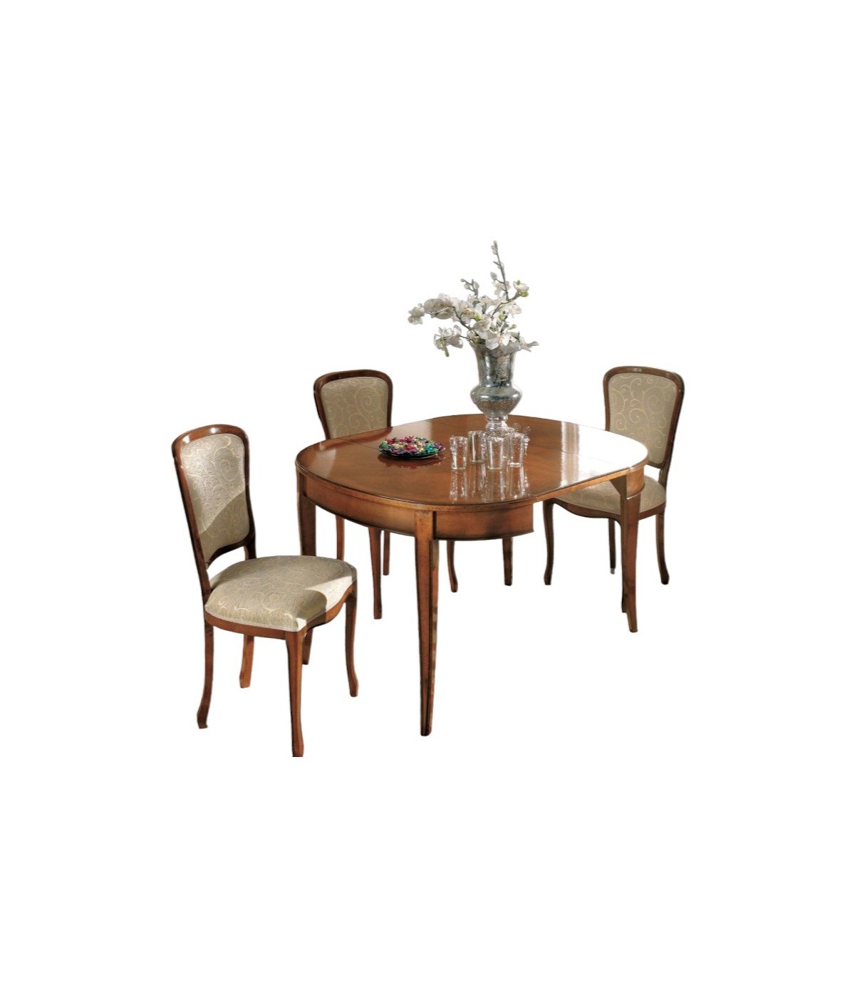 MOBILI 2G - Tavolo ovale allungabile Classico Legno Intarsio bassano 80x110x79 vista frontale