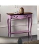 MOBILI 2G - Consolle classica 1 cassetto legno lilla shabby bicolore 71X37x74 VISTA FRONTALE