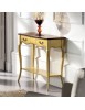 MOBILI 2G - Consolle classica 2 cassetti legno giallo shabby bicolore 88X33x79 vista frontale