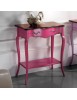 MOBILI 2G - Consolle classica 1 cassetto legno rosa shabby bicolore 71X37x74 VISTA FRONTALE