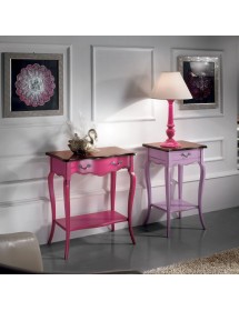 MOBILI 2G - Consolle classica 1 cassetto legno rosa shabby bicolore 71X37x74 VISTA FRONTALE