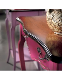 MOBILI 2G - Consolle classica 1 cassetto legno rosa shabby bicolore 71X37x74 VISTA FRONTALE
