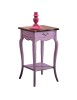 MOBILI 2G - Consolle classica 1 cassetto legno lilla shabby bicolore 50X36x78 vista frontale