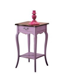 MOBILI 2G - Consolle classica 1 cassetto legno lilla shabby bicolore 50X36x78 vista frontale