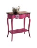 MOBILI 2G - Consolle classica 1 cassetto legno rosa shabby bicolore 71X37x74 VISTA FRONTALE