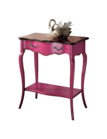 MOBILI 2G - Consolle classica 1 cassetto legno rosa shabby bicolore 71X37x74 VISTA FRONTALE