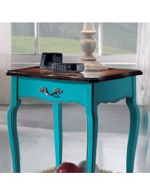 MOBILI 2G - Consolle porta lampada 1 cassetto legno azzurro shabby bicolore 52X52x78 vista frontale