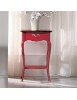 MOBILI 2G - Consolle porta telefono 1 cassetto legno rosso shabby bicolore 50X36x78 VISTA FRONTALE