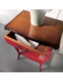 MOBILI 2G - Consolle porta telefono 1 cassetto legno rosso shabby bicolore 50X36x78 VISTA FRONTALE