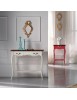 MOBILI 2G - Consolle classica 2 cassetti legno bianco shabby bicolore 88X33x79 VISTA FRONTALE