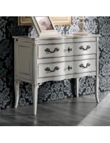 MOBILI 2G - Cassettiera 2 cassetti Legno bianco Shabby chic 92x44x79 vista frontale