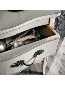 MOBILI 2G - Cassettiera 2 cassetti Legno bianco Shabby chic 92x44x79 vista frontale