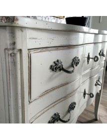 MOBILI 2G - Cassettiera 2 cassetti Legno bianco Shabby chic 92x44x79 vista frontale