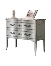 MOBILI 2G - Cassettiera 2 cassetti Legno bianco Shabby chic 92x44x79 vista frontale