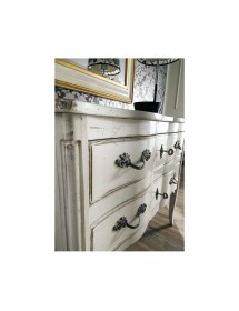 MOBILI 2G - Cassettiera 2 cassetti Legno bianco Shabby chic 92x44x79 vista frontale