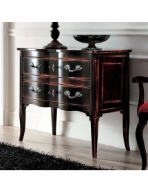 MOBILI 2G - Cassettiera 2 cassetti Legno nero Shabby chic 92x44x79 VISTA FRONTALE