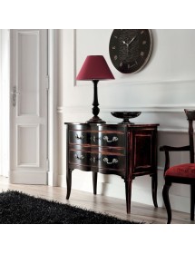 MOBILI 2G - Cassettiera 2 cassetti Legno nero Shabby chic 92x44x79 VISTA FRONTALE