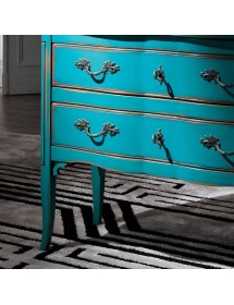 MOBILI 2G - Cassettiera 2 cassetti Legno azzurro Shabby chic 92x44x79 vista frontale