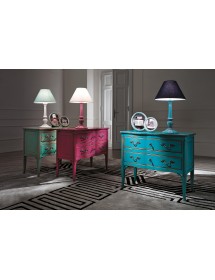 MOBILI 2G - Cassettiera 2 cassetti Legno rosa Shabby chic 92x44x79 VISTA FRONTALE