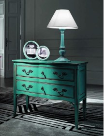 MOBILI 2G - Cassettiera 2 cassetti Legno verde Shabby chic 92x44x79 VISTA FRONTALE