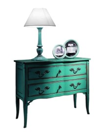 MOBILI 2G - Cassettiera 2 cassetti Legno verde Shabby chic 92x44x79 VISTA FRONTALE