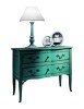 MOBILI 2G - Cassettiera 2 cassetti Legno verde Shabby chic 92x44x79 VISTA FRONTALE