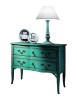 MOBILI 2G - Cassettiera 2 cassetti Legno verde Shabby chic 92x44x79 VISTA FRONTALE