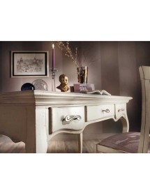 MOBILI 2G - Scrivania classica 3 cassetti legno bianco shabby 130X70x78 VISTA FRONTALE