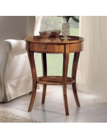 MOBILI 2G - Tavolino rotondo classico 1 cassetto legno bassano 61X61x72 vista frontale