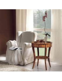 MOBILI 2G - Tavolino rotondo classico 1 cassetto legno bassano 61X61x72 vista frontale