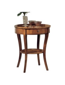MOBILI 2G - Tavolino rotondo classico 1 cassetto legno bassano 61X61x72 vista frontale