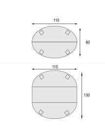 MOBILI 2G - Tavolo ovale allungabile Legno bianco shabby 80x110x79 VISTA FRONTALE MISURE