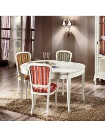 MOBILI 2G - Tavolo ovale allungabile Legno bianco shabby 80x110x79 VISTA FRONTALE