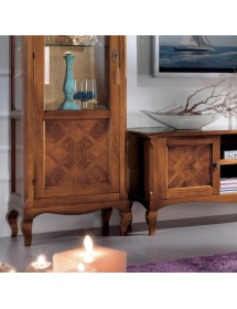 MOBILI 2G - Parete attrezzata classica intarsio legno bassano VISTA FRONTALE INTARSIO