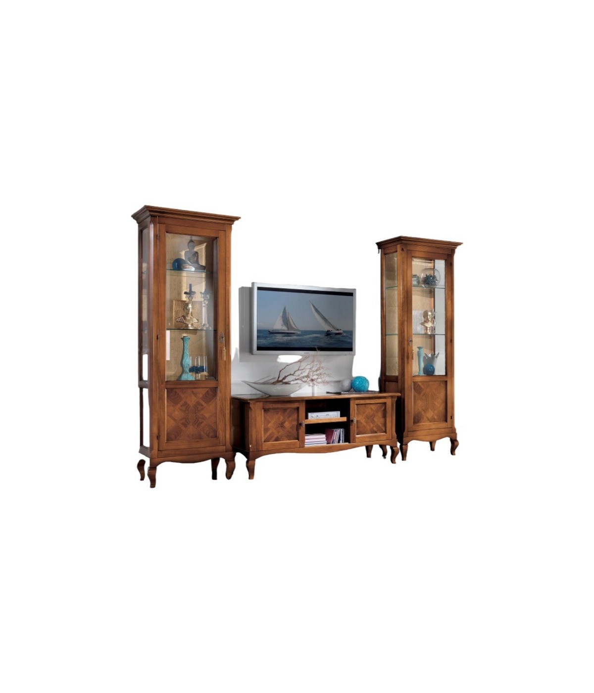 MOBILI 2G - Parete attrezzata classica intarsio legno bassano VISTA FRONTALE