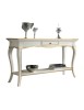 MOBILI 2G - Consolle 1 cassetto legno bianco oro shabby 135X47x80 vista frontale