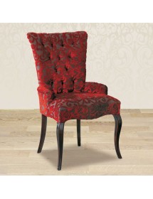 MOBILI 2G - Poltrona classica imbottita tessuto legno tinta noce 57x67x95 vista frontale