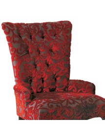 MOBILI 2G - Poltrona classica imbottita tessuto legno tinta noce 57x67x95 vista frontale schienale