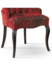 MOBILI 2G - Poltrona classica imbottita tessuto legno tinta noce 57x67x95 vista frontale gambe