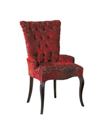 MOBILI 2G - Poltrona classica imbottita tessuto legno tinta noce 57x67x95 vista frontale