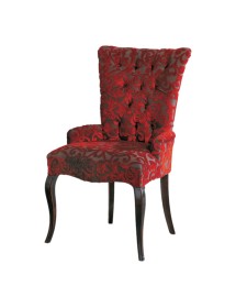 MOBILI 2G - Poltrona classica imbottita tessuto legno tinta noce 57x67x95 vista frontale