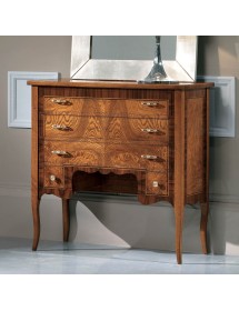 MOBILI 2G - Cassettiera 5 cassetti Classica Legno radica di frassino 81x36x81 vista frontale