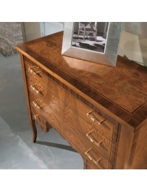 MOBILI 2G - Cassettiera 5 cassetti Classica Legno radica di frassino 81x36x81 vista frontale