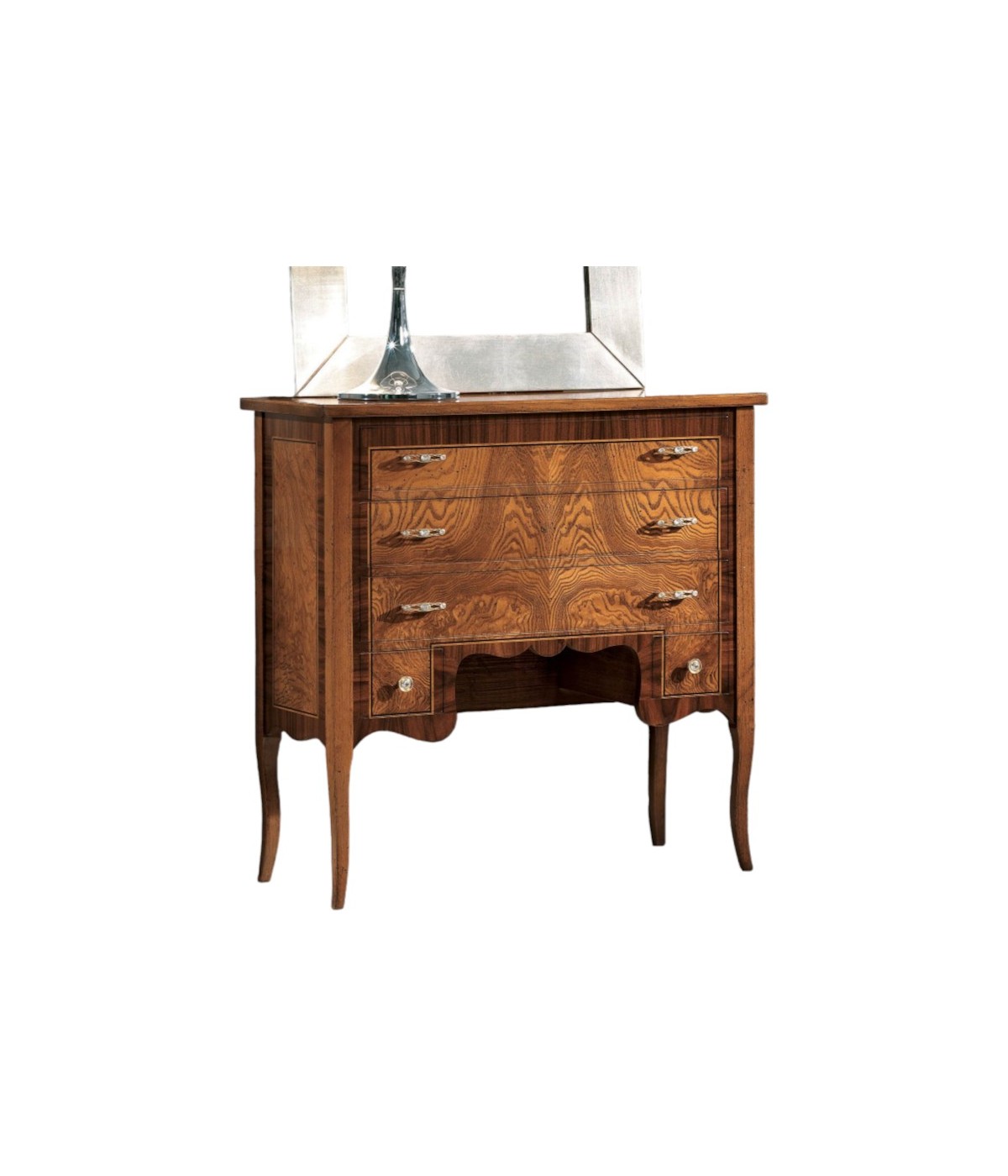 MOBILI 2G - Cassettiera 5 cassetti Classica Legno radica di frassino 81x36x81 vista frontale