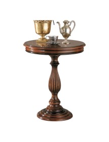 MOBILI 2G - Tavolino rotondo classico intarsio legno bassano 60X60x71 vista frontale